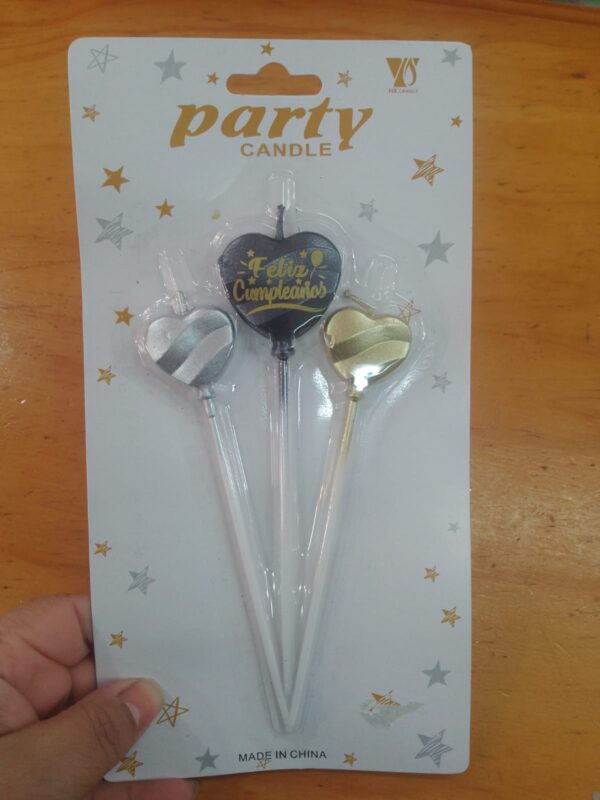 Vela corazón blister x 3