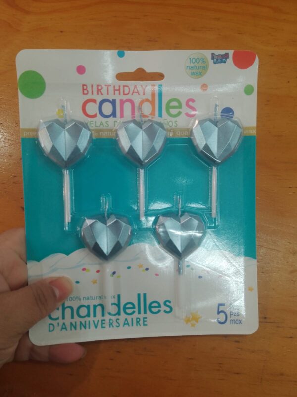 Velas corazón facetada blister x 5