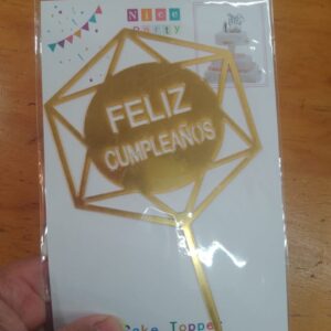topper para torta triángulos dorado