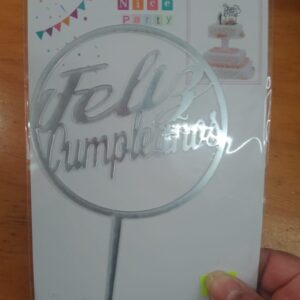 Topper para torta circular plateado