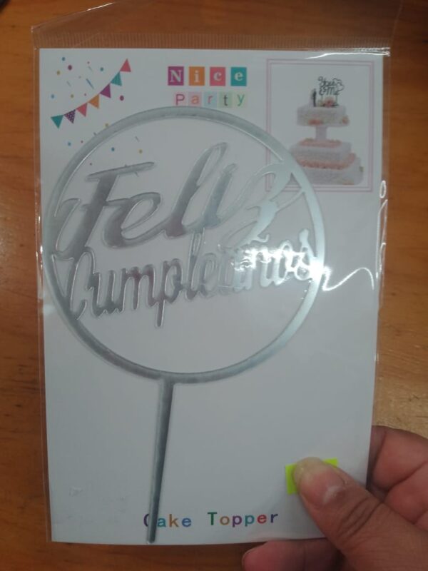 Topper para torta circular plateado
