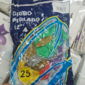 Bolsa x 25 globos perlados 12" multicolor