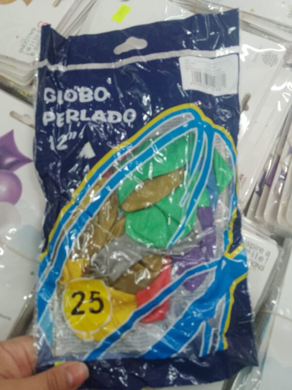 Bolsa x 25 globos perlados 12" multicolor