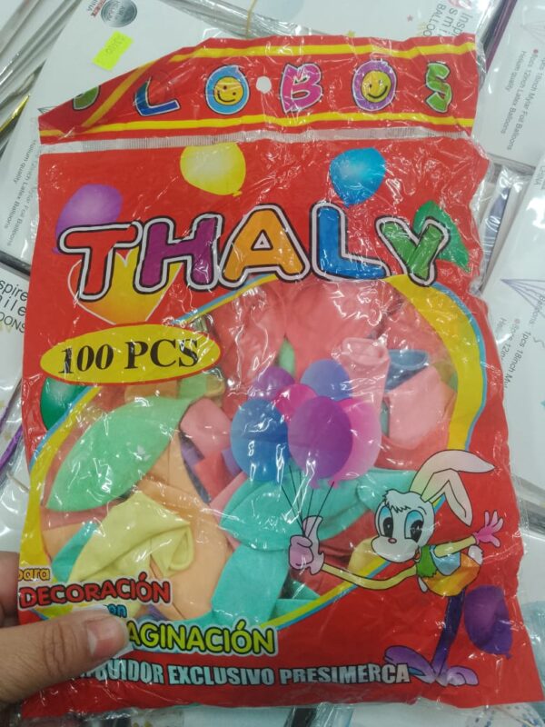 Bolsa x 100 globos Thaly multicolor 10"