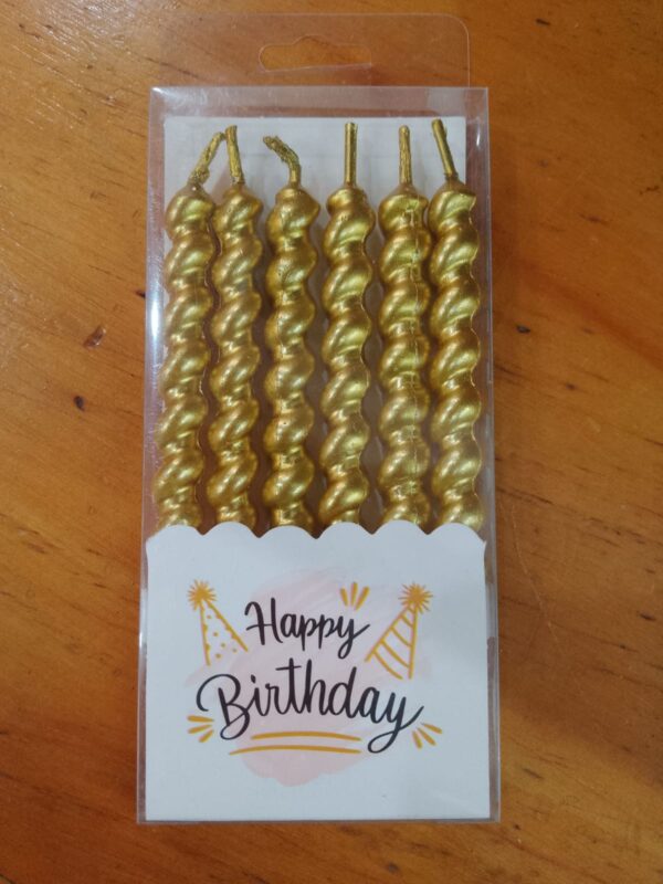 Velas tirabuzón metalizadas x 6