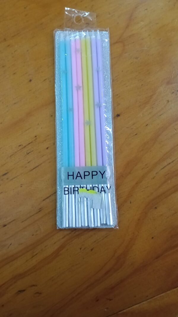 Velas finas largas x 8 multicolor pastel